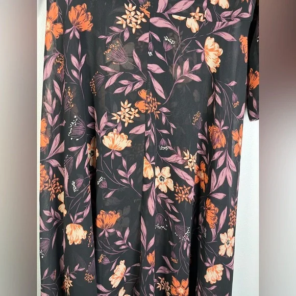 I. Madeline Black Floral Dress Fit Flare Sheer Size Medium Garden Cottage NWT - Picture 3 of 5